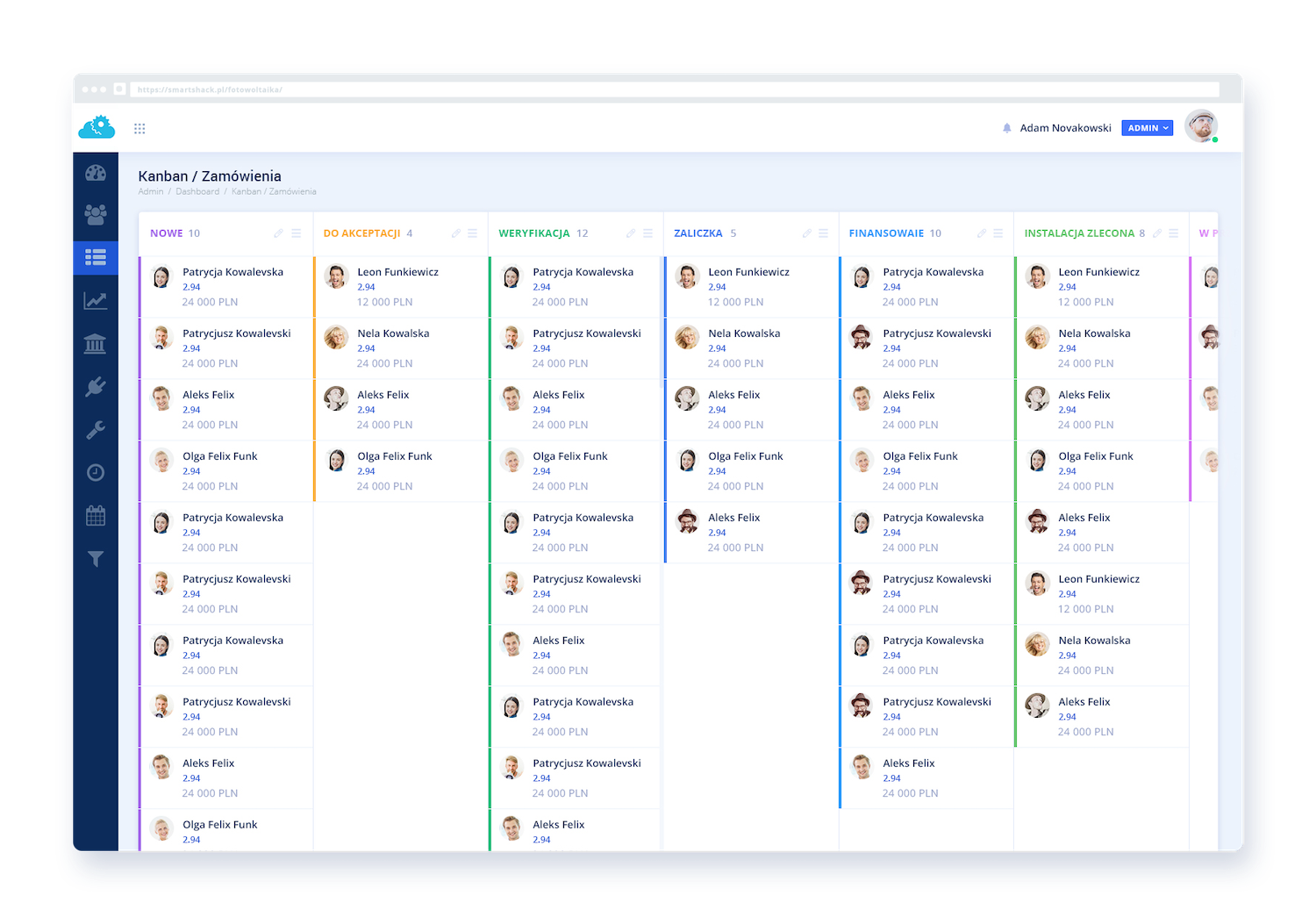 crm kanban fotowoltaika