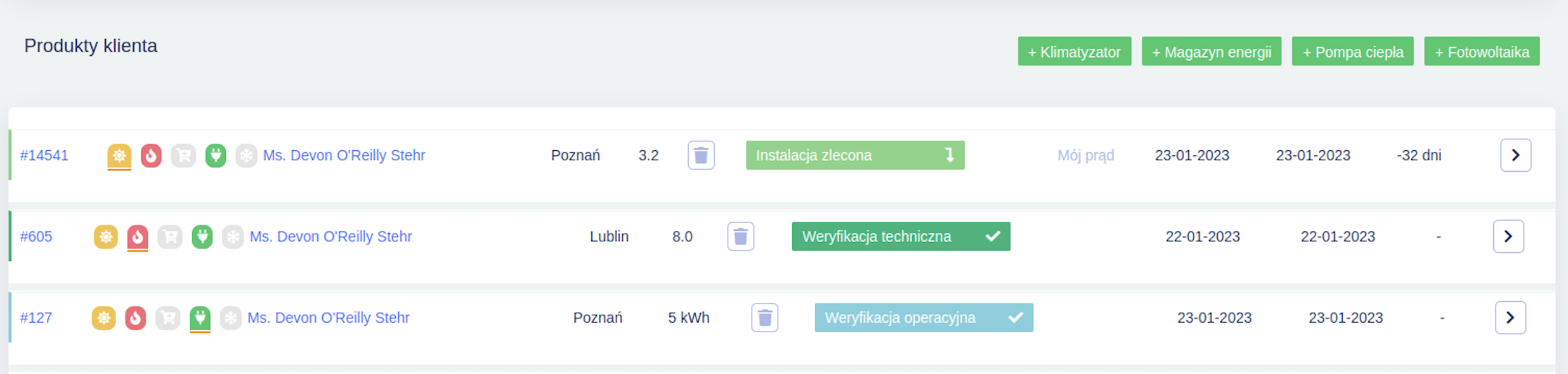 produkty u klienta, fotowoltaika, pompy ciepła, magazyny energii