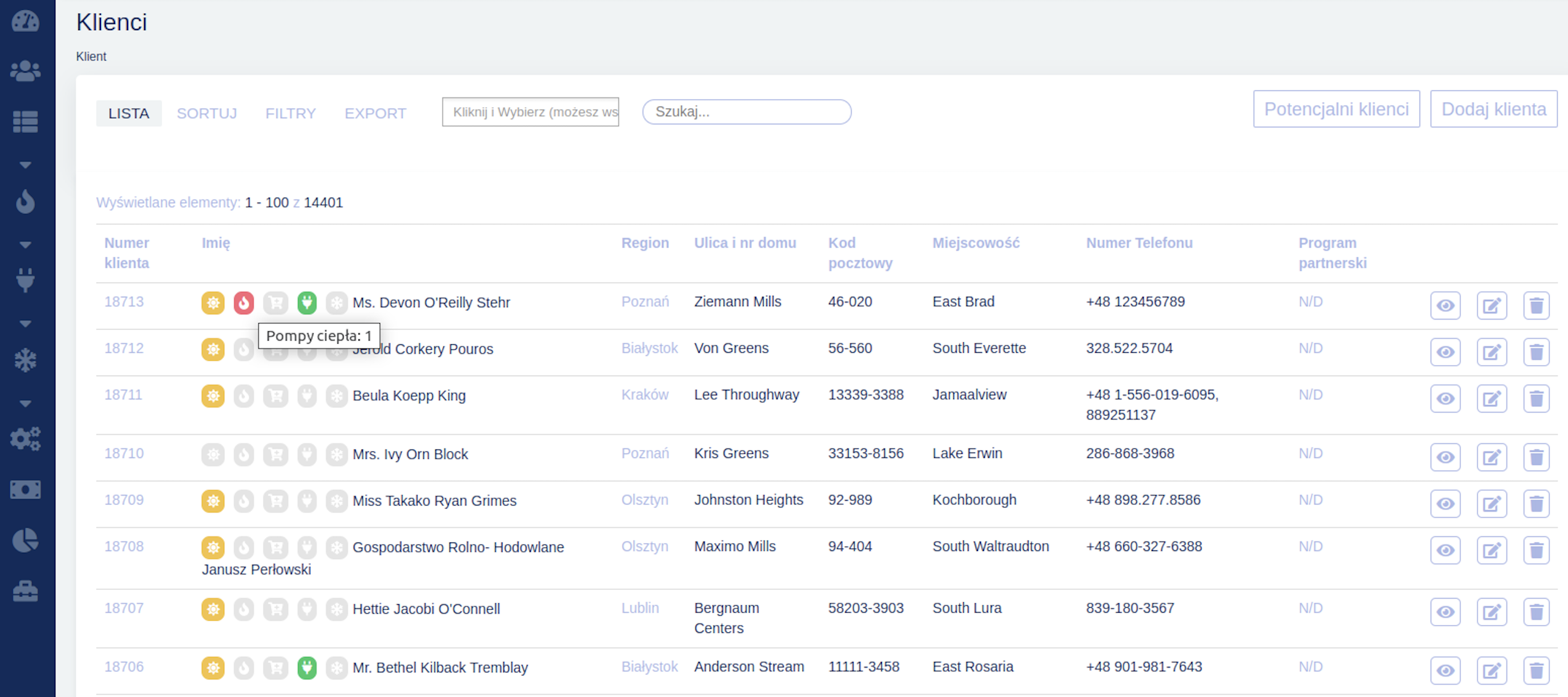 lista klientów z fotowoltaika, pompy ciepła